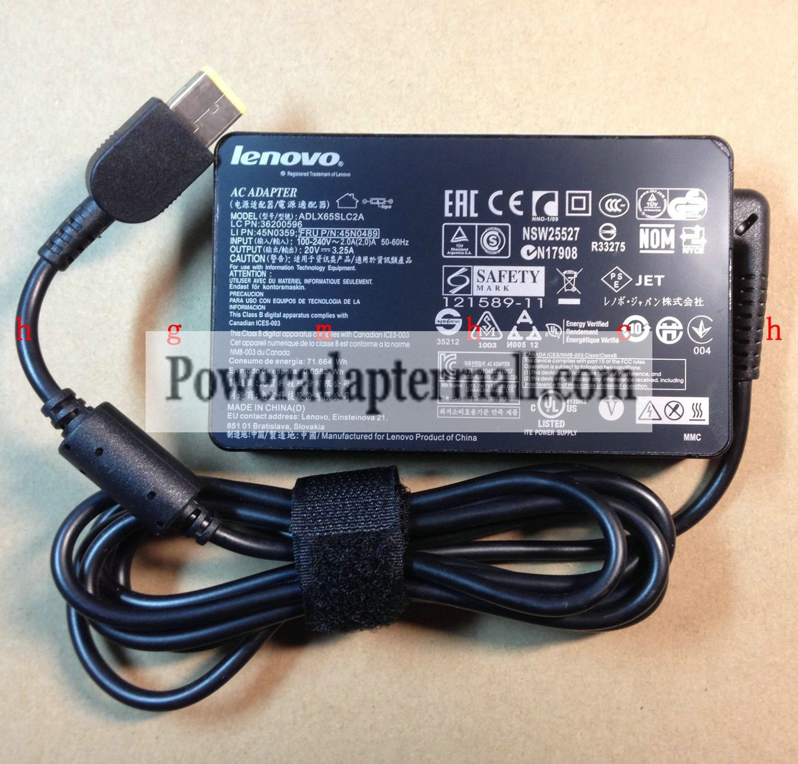 Original 65W Lenovo Thinkpad X1 Carbon 45N0489 AC Adapter